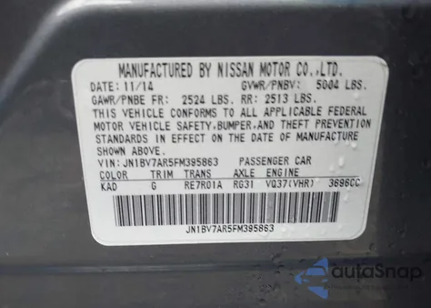 2015 Infiniti Q50 Sport из США, поврежденный, VIN JN1BV7AR5FM395863